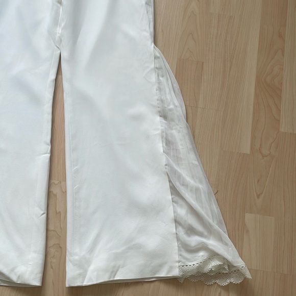 Jonathan Simkhai white flare pleated pants trousers, size US 2 - Picture 5 of 13